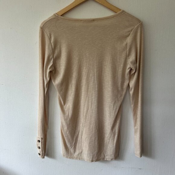 Reb in J 220 Thermal Shirt Womens Medium Cream Henley Button Detail Long Sleeve - Picture 6 of 7